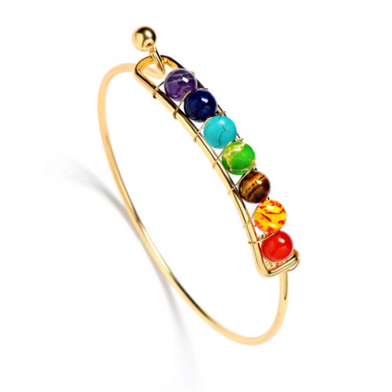 Bracelet 7 Chakras En Pierres Naturelles – Réglable – État Impeccable