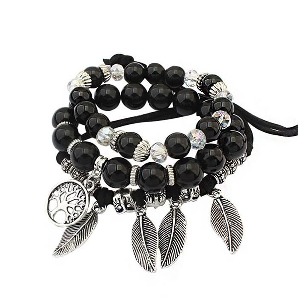 Bracelet Arbre de la Vie Noir Amérindien