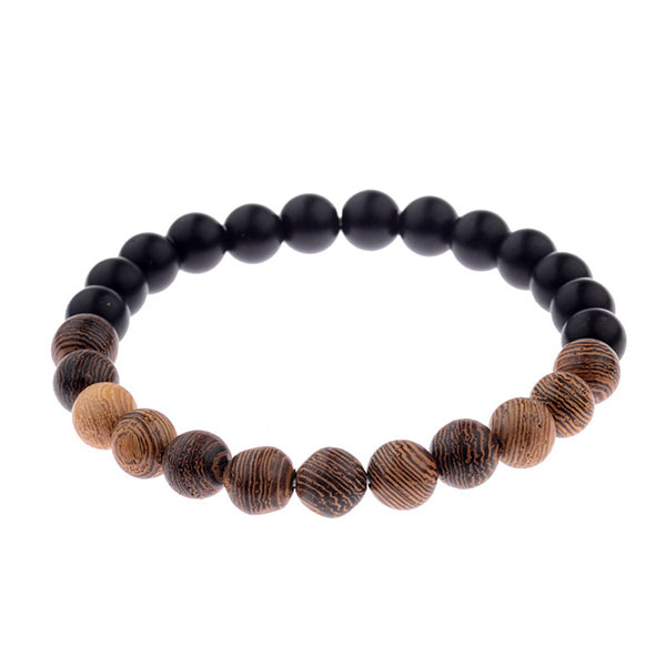 Bracelet Homme Perle Bois forest onyx noir