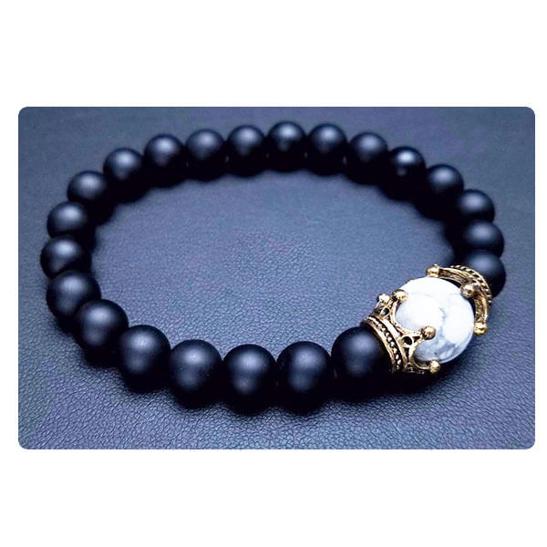 Bracelet Homme Perle Onyx Noir et Pierres de Lave - Bracelets Tendances