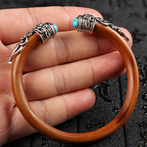 Bracelet tibétain manchette fine en 3 métaux #65 Bracelet tibétain manchette fine en 3 métaux