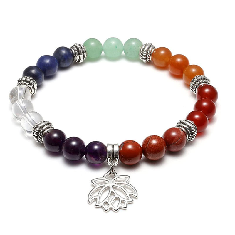 Bracelet 7 Chakras Pierres Naturelles Lotus