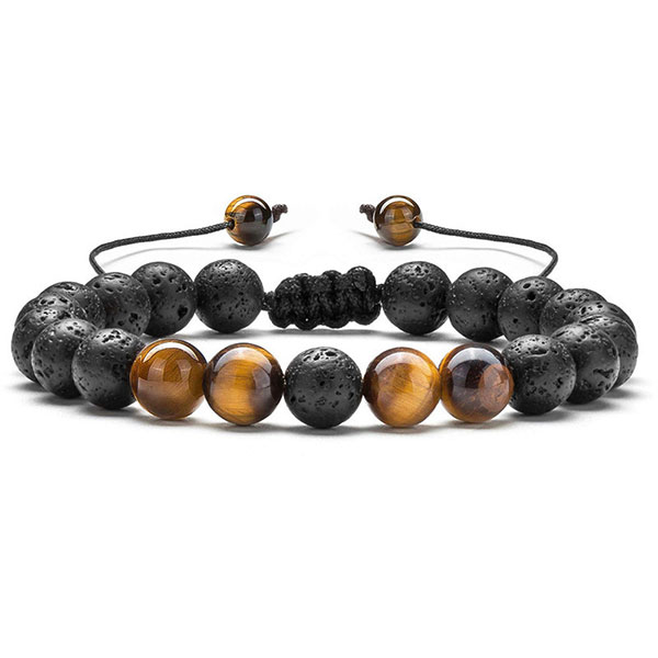 Bracelet Pierre de Lave et Oeil de Tigre