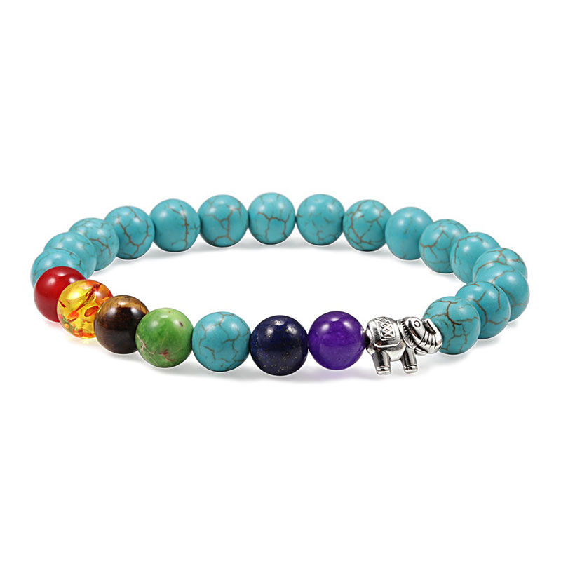 Bracelet Tibétain 7 Chakras en Turquoise Bleu