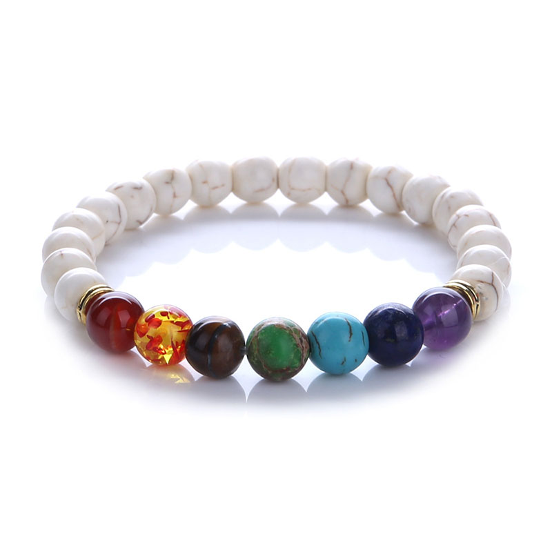 Bracelet sept chakras turquoise blanche