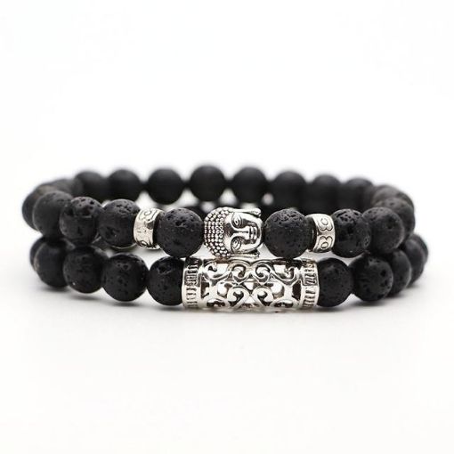 Bracelet Bouddha avec Pierre Volcanique
