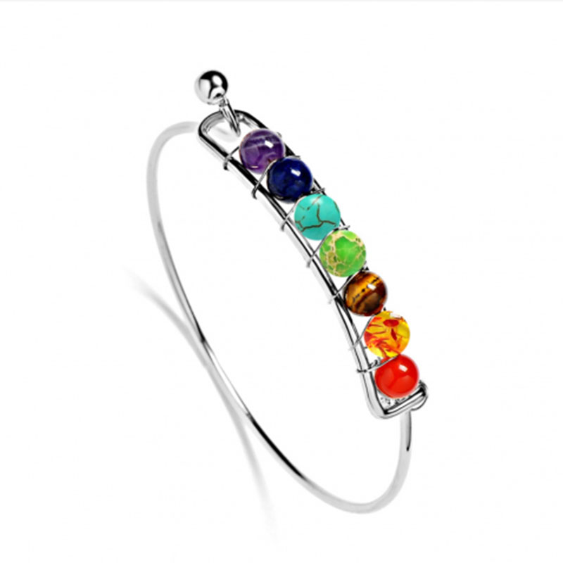 Bracelet 7 Chakras Femme ARGENT Luxe