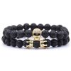 Bracelet Homme Perle Tete de Mort Or