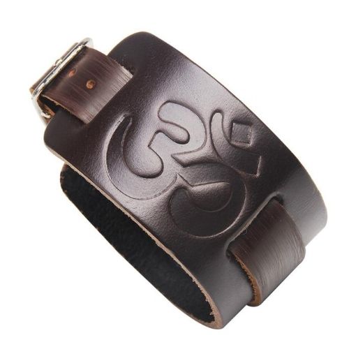 Bracelet Tibétain Cuir Marron