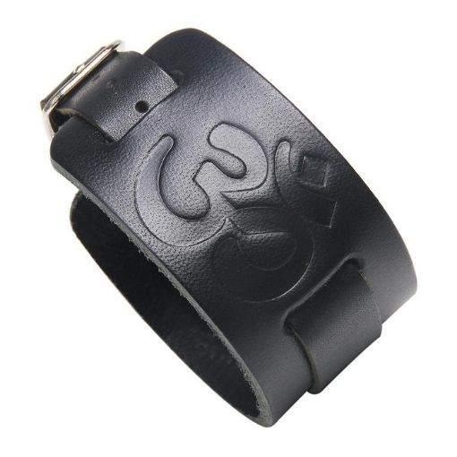 Bracelet Tibétain Cuir Noir