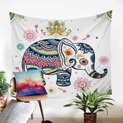 Tenture Éléphant Mandala Tibétain