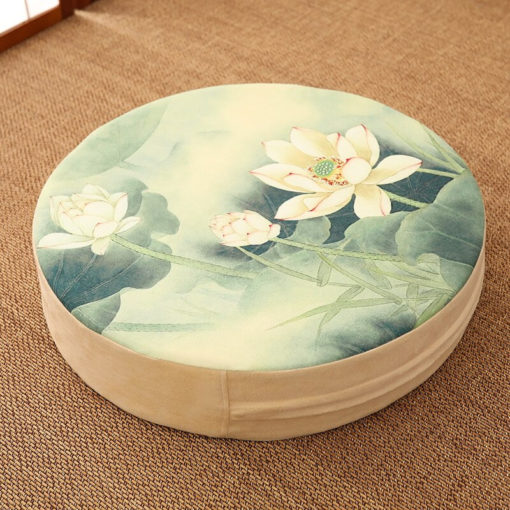 Coussin meditation zen fleuri