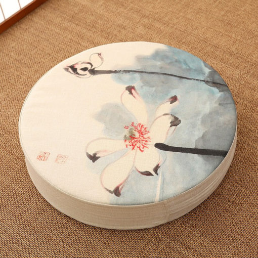 Coussin meditation zen fleuri
