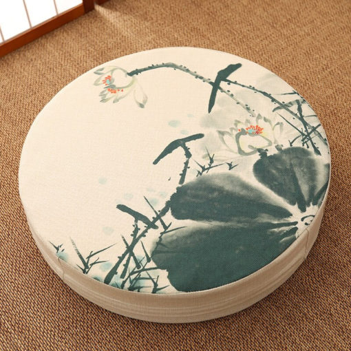 Coussin meditation zen fleuri