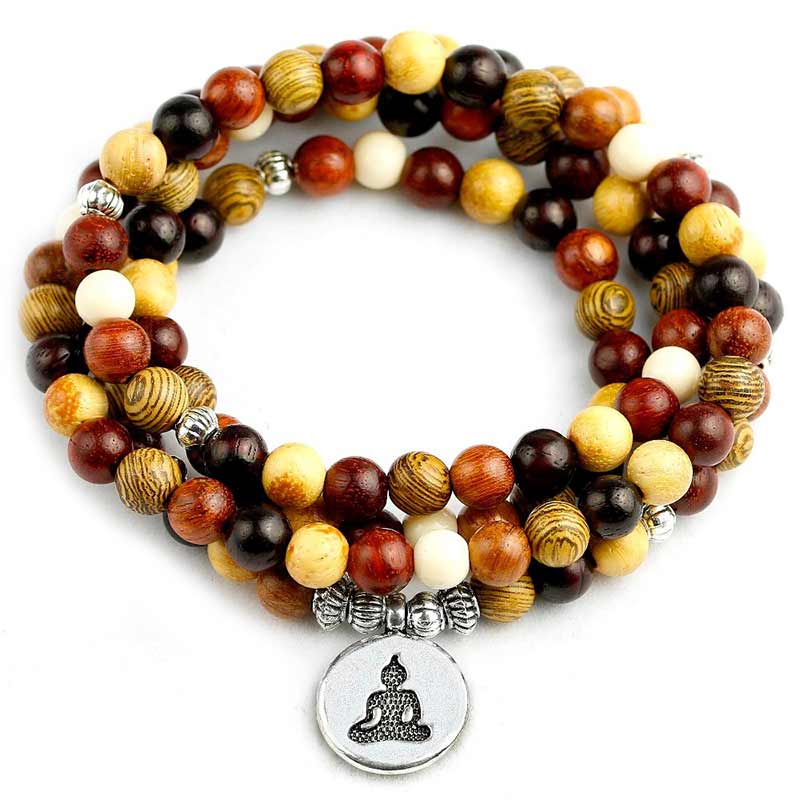 Bracelet Bouddhiste Mala en Bois - Mala Tibétain - Sept Chakras