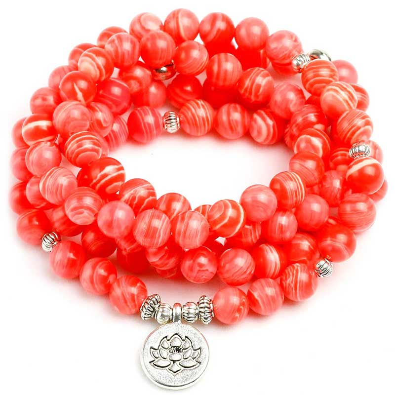 Bracelet Mala Rhodochrosite - Sept Chakras