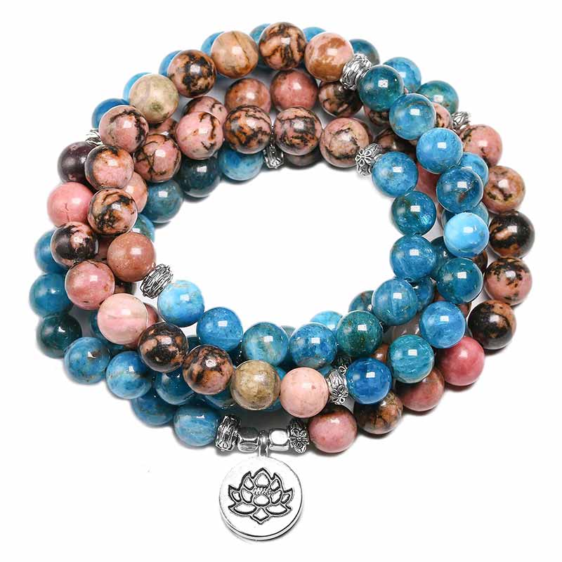 Bracelet Mala Rhodonite - Mala Tibétain - Sept Chakras