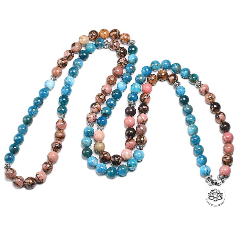 Bracelet Mala Rhodonite - Mala Tibétain - Sept Chakras