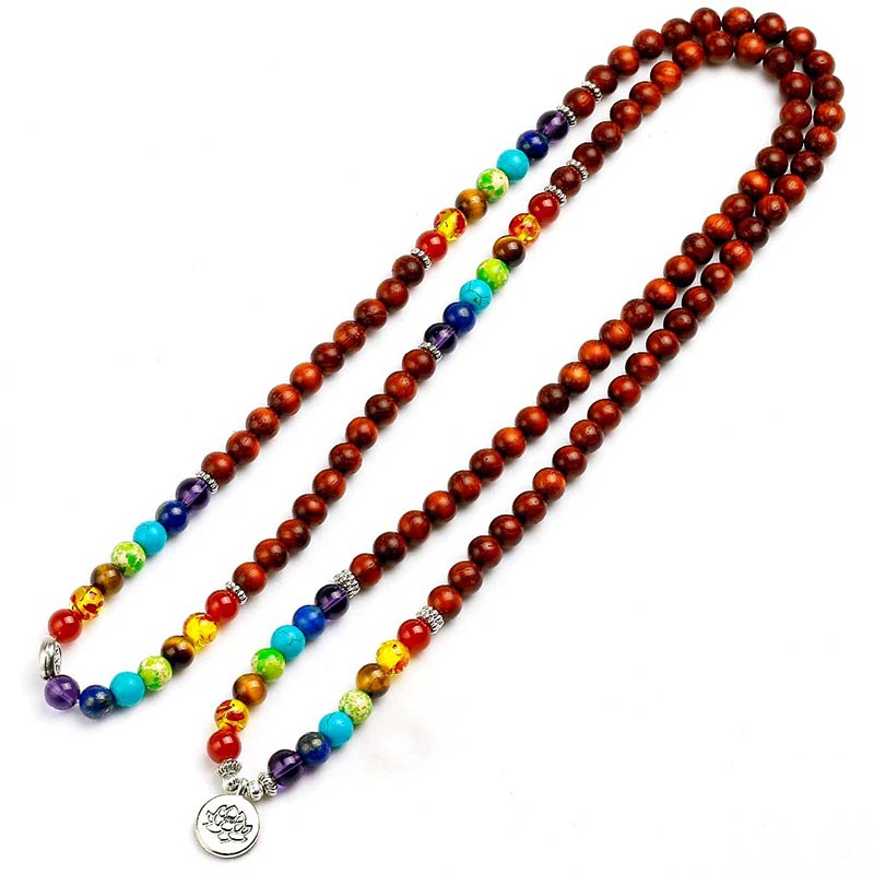 Bracelet Mala Tibétain Bois - Mala Tibétain - Sept Chakras