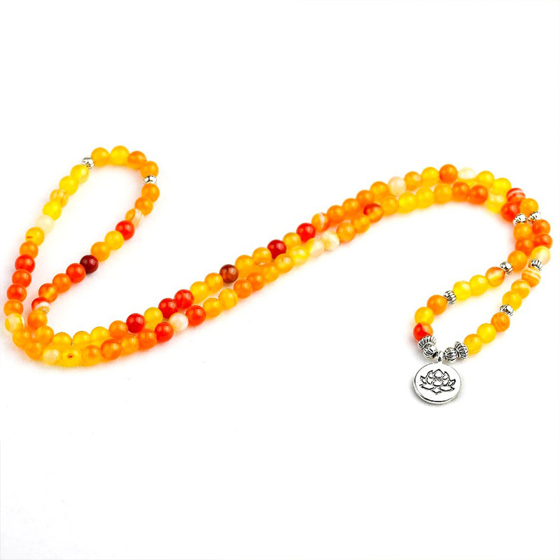 Bracelet Mala Tibétain Onyx Orange - Mala Tibétain - Sept Chakras