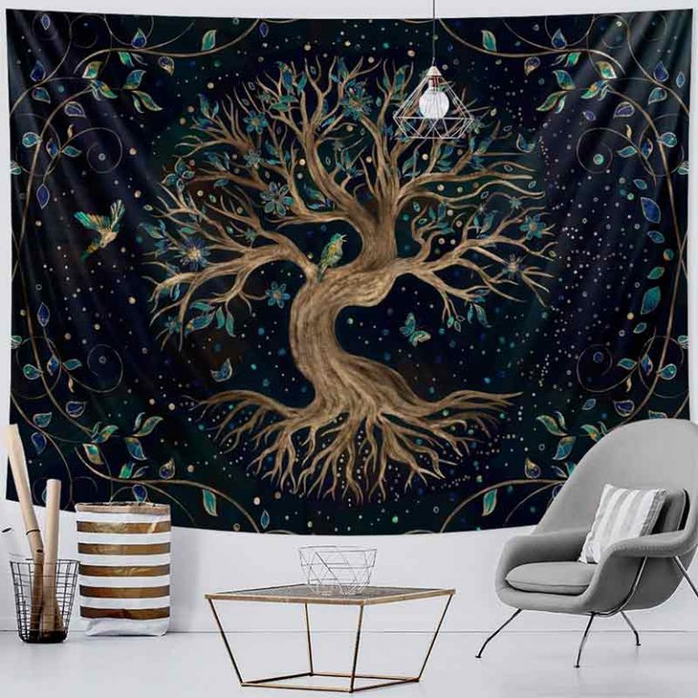 Tapisserie Murale Terre Et Galaxie 180x230cm - Tenture Décorative Pour Salon, Chambre Et Dortoir